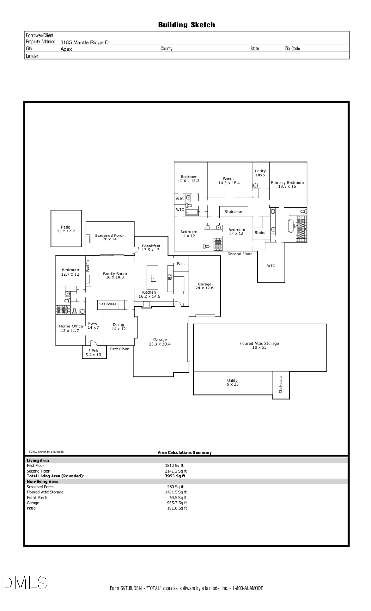 Exterior photo of 3185 Mantle Ridge Drive, Apex, NC 27502. MLS: 10189878