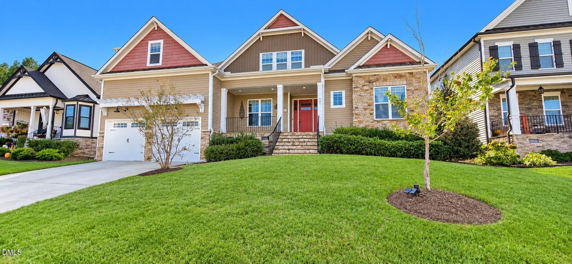 Craftsman Home with Red Door