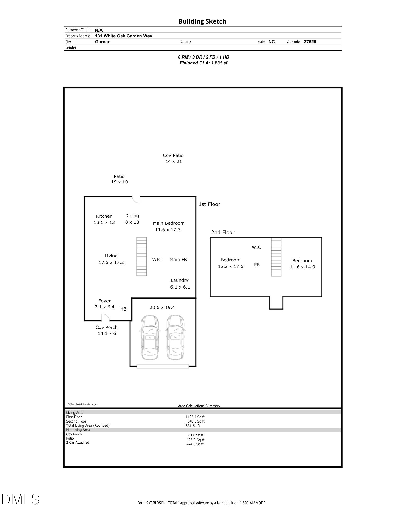 Exterior photo of 131 White Oak Garden Way, Garner, NC 27529. MLS: 10192022