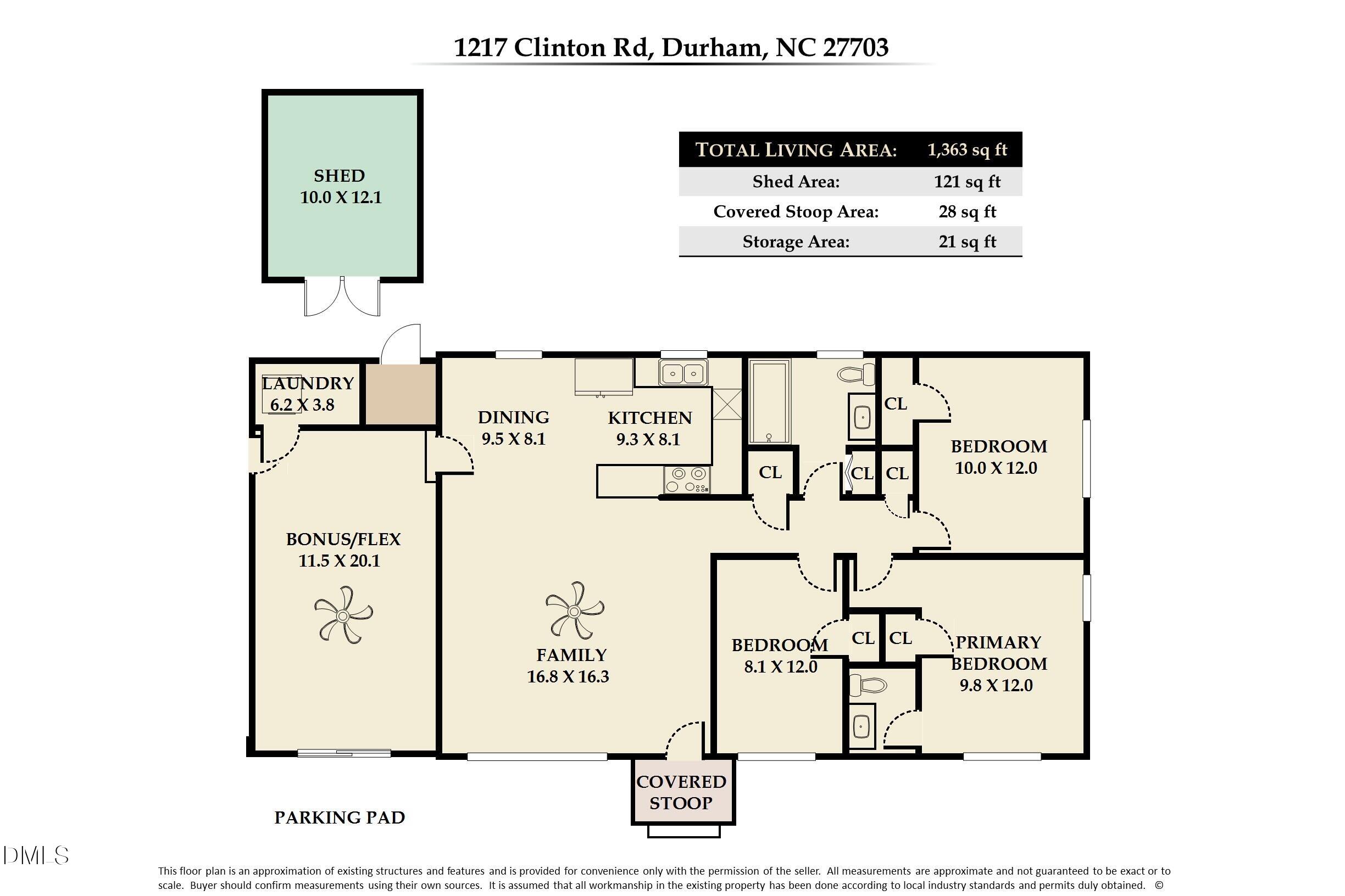 Exterior photo of 1217 Clinton Road, Durham, NC 27703. MLS: 10190775