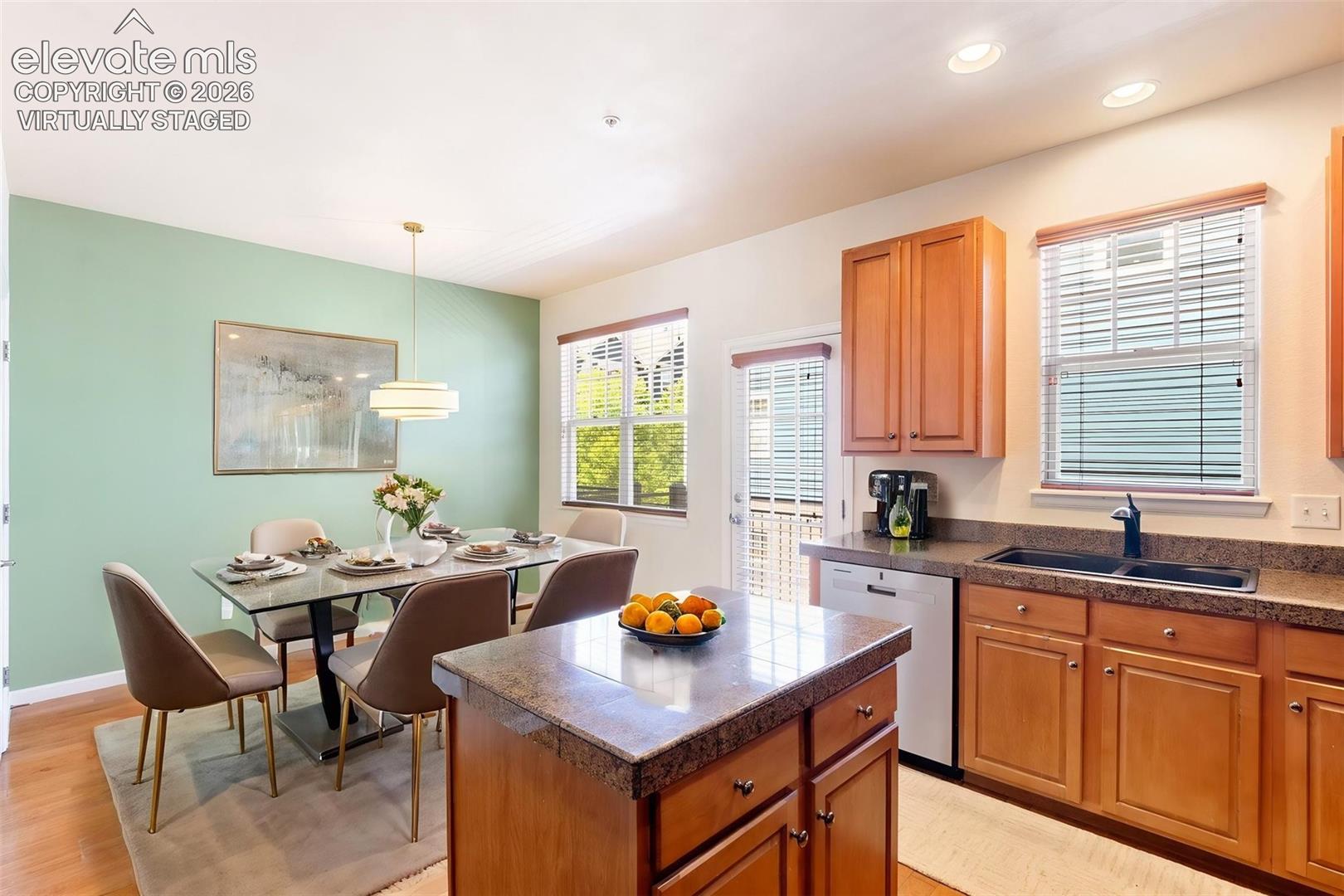 Virtually Staged kitchen with dining area