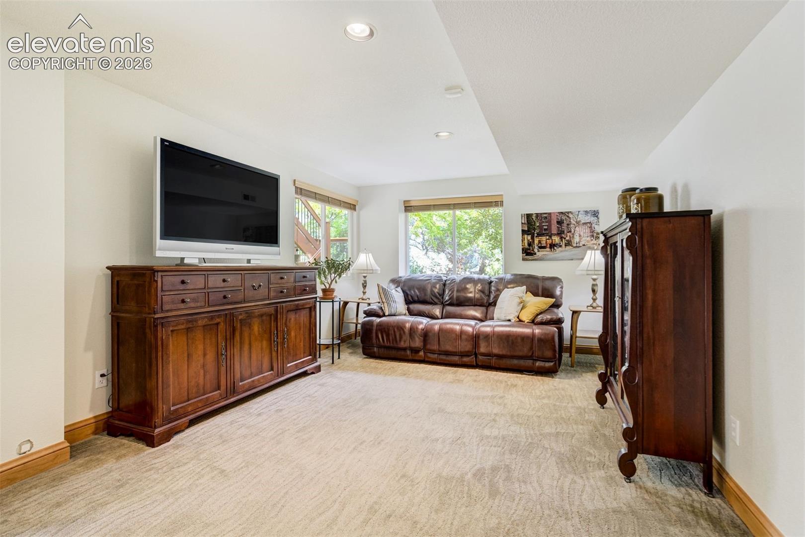 Basement living room is a walk-out