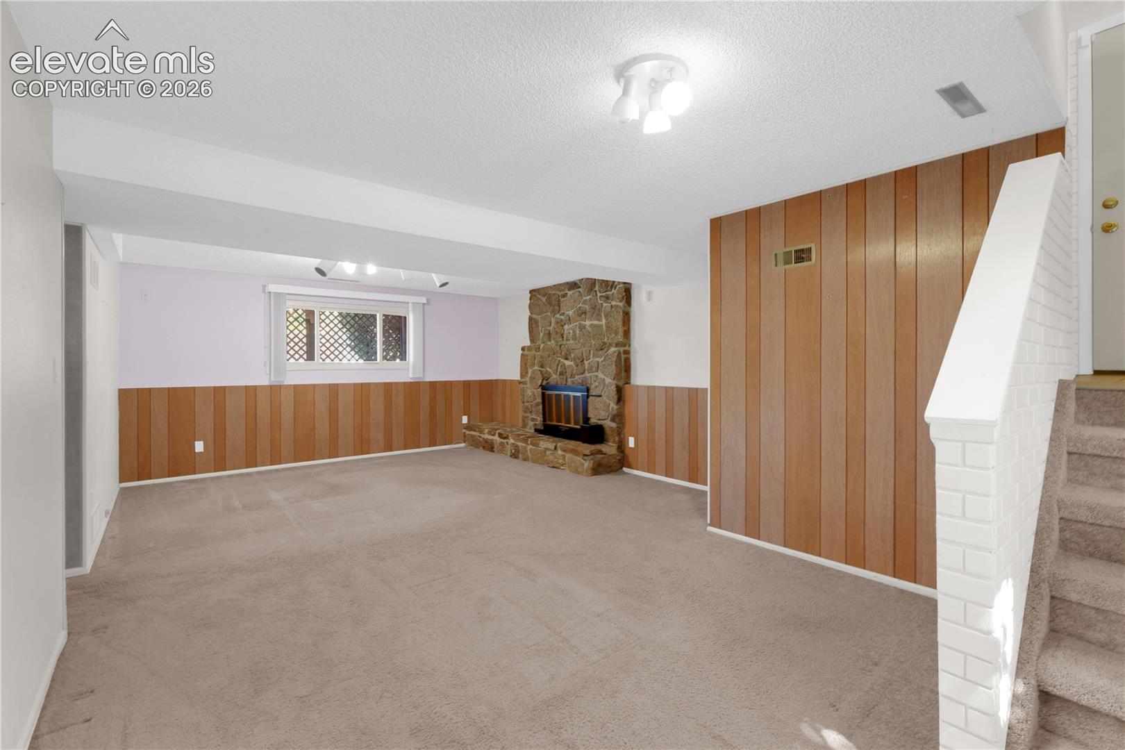 Spacious lower level family room