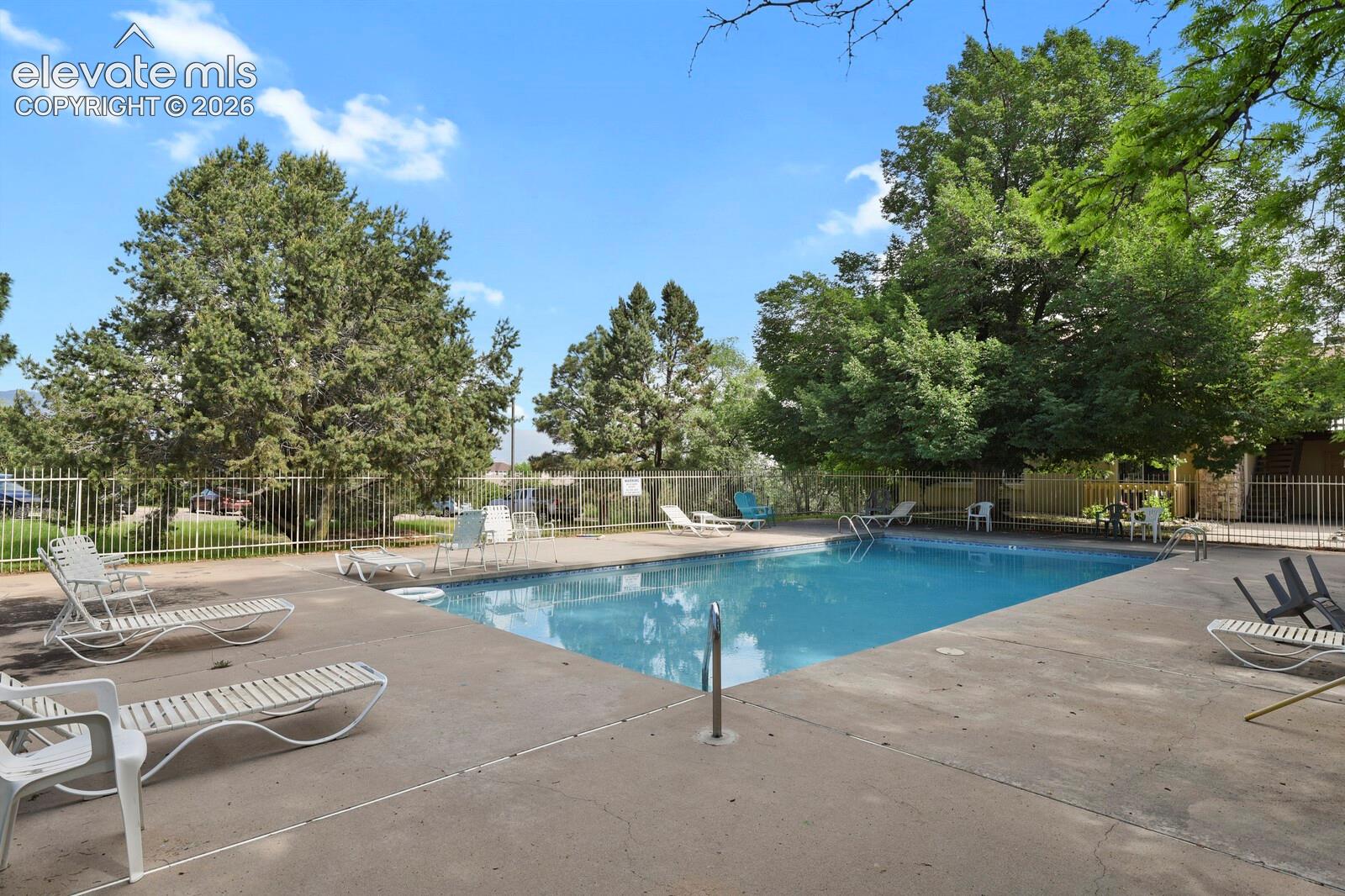 Another view of the pool in the summer.  Pool is winterized