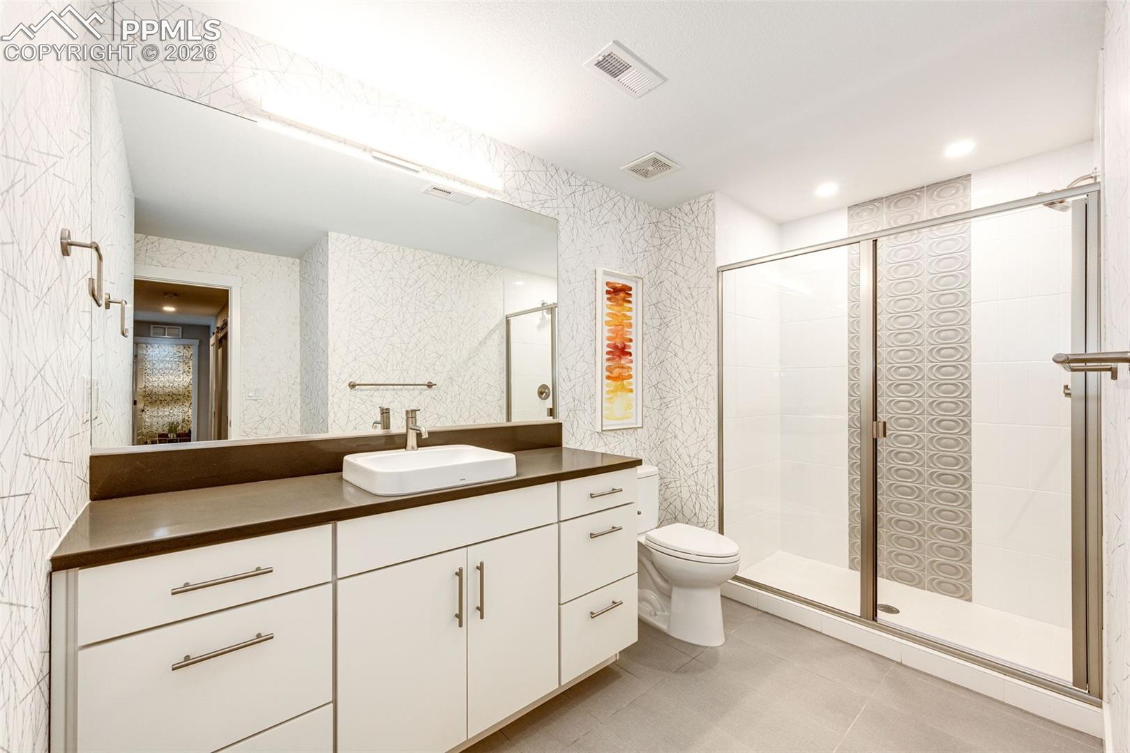 Lower Level bath has large shower