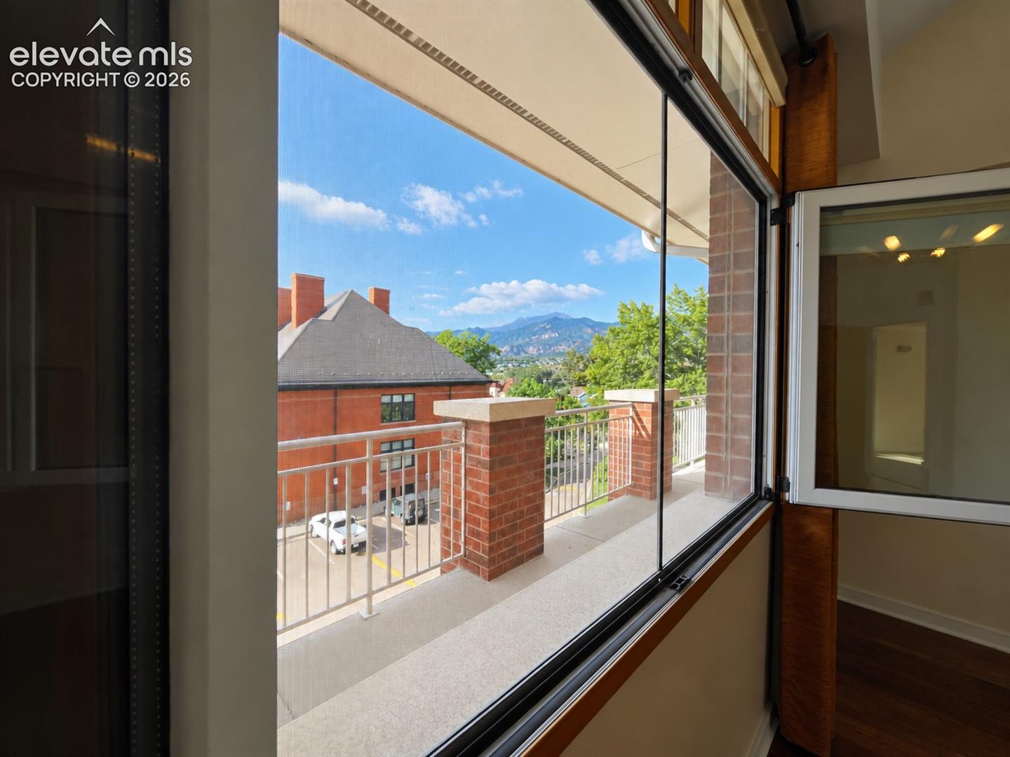 Cheyenne Mountain views from the primary bedroom
