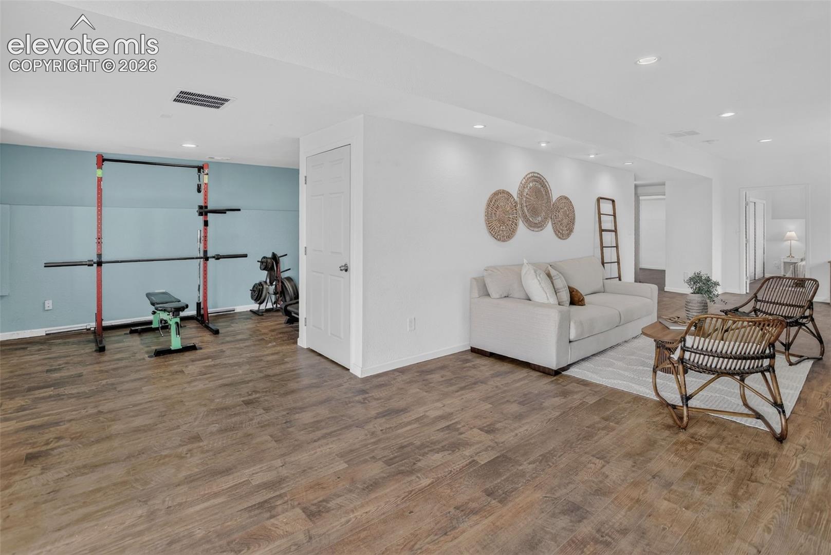 Family room opens up to a flex room.