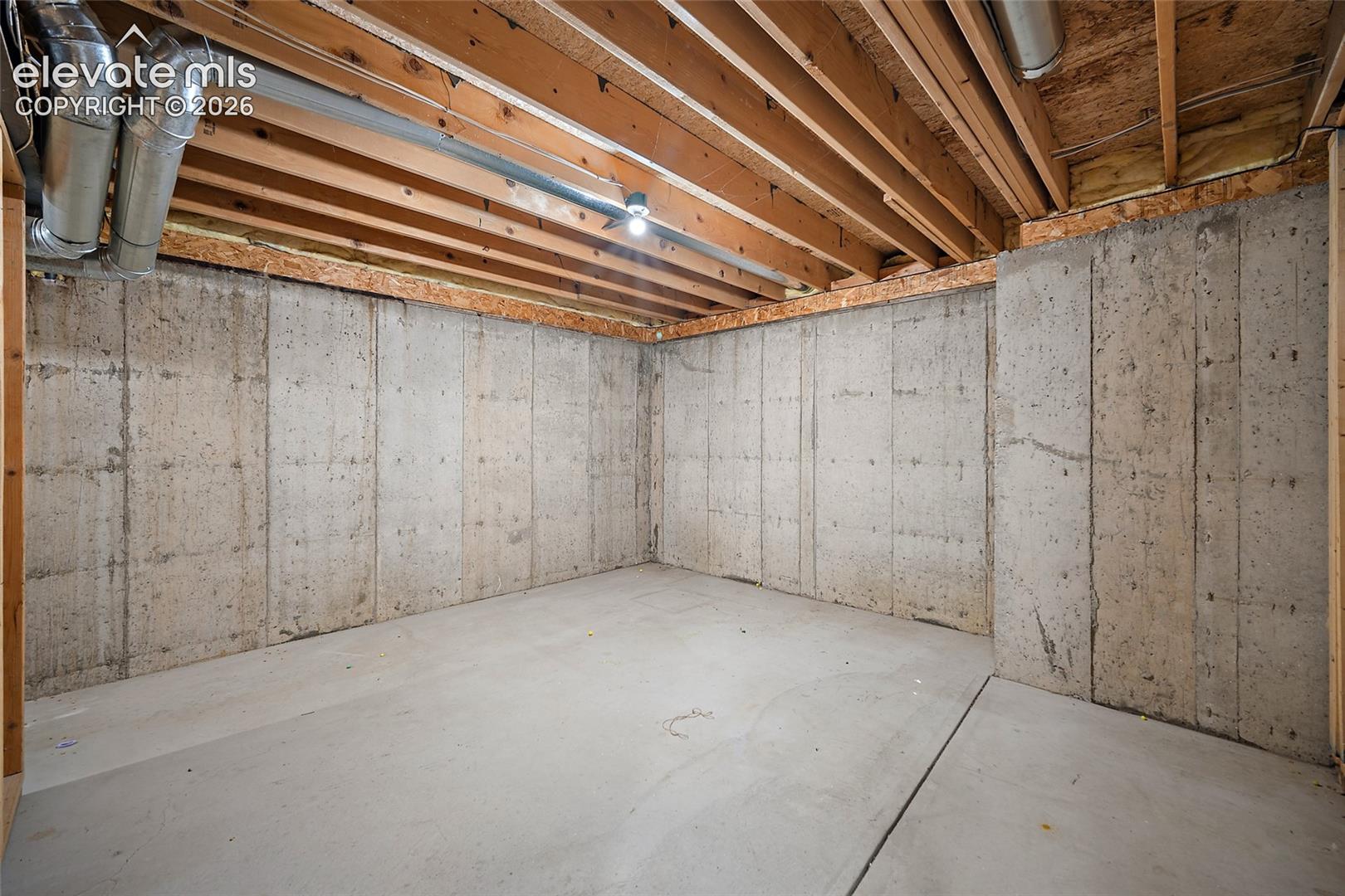 Unfinished area for storage