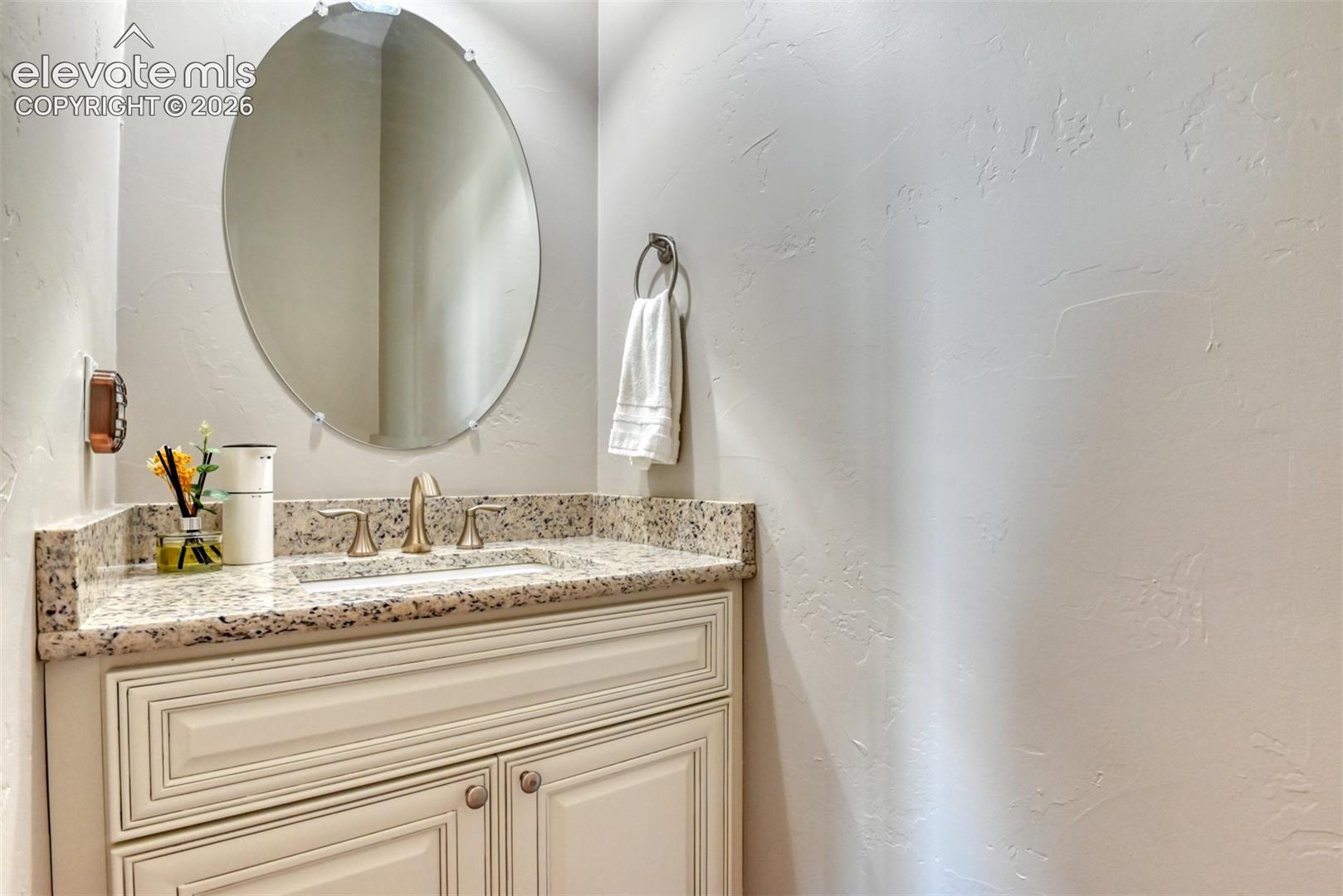 Guest half bath on the main level.