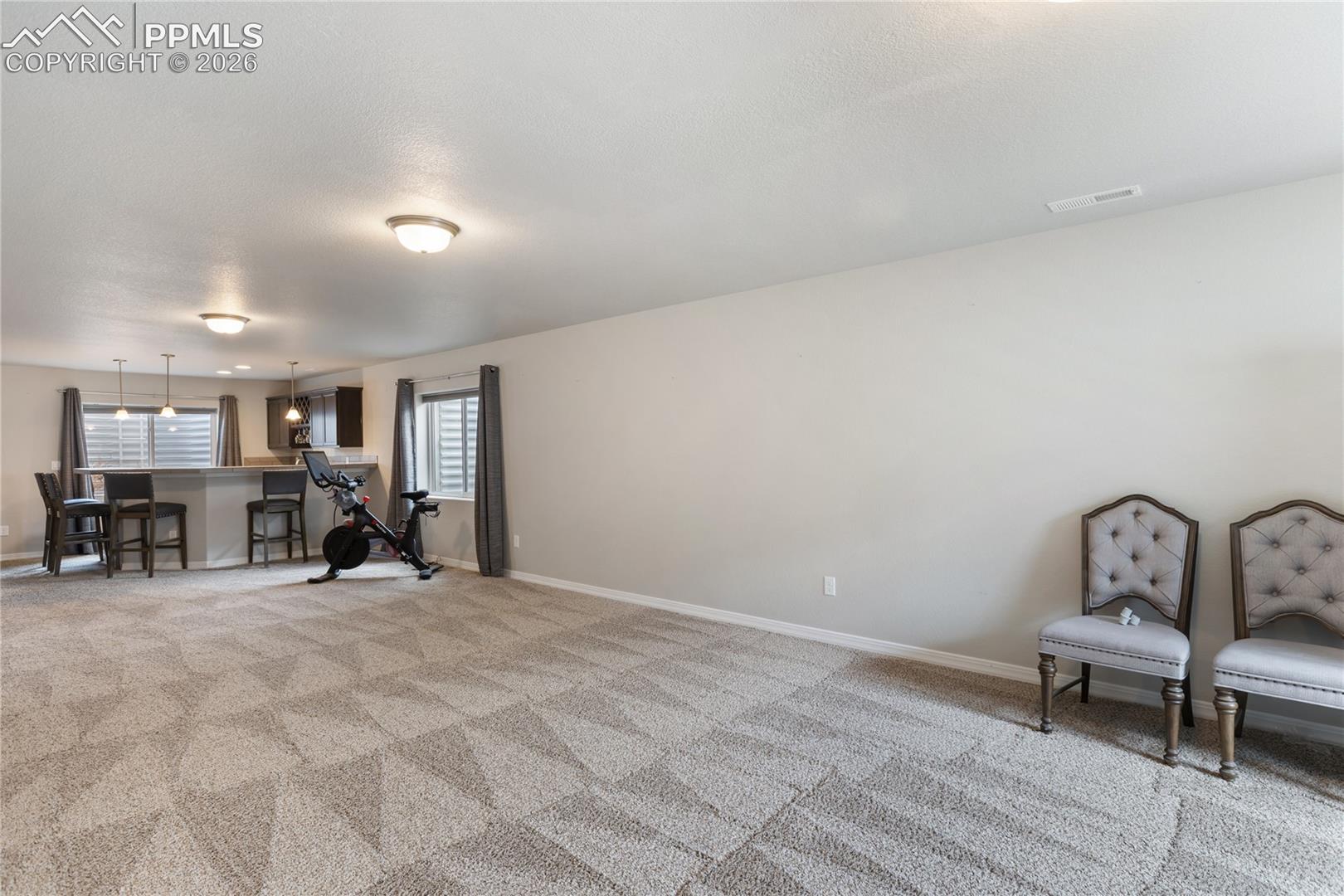 Open basement layout with abundant room for entertaining or recreation