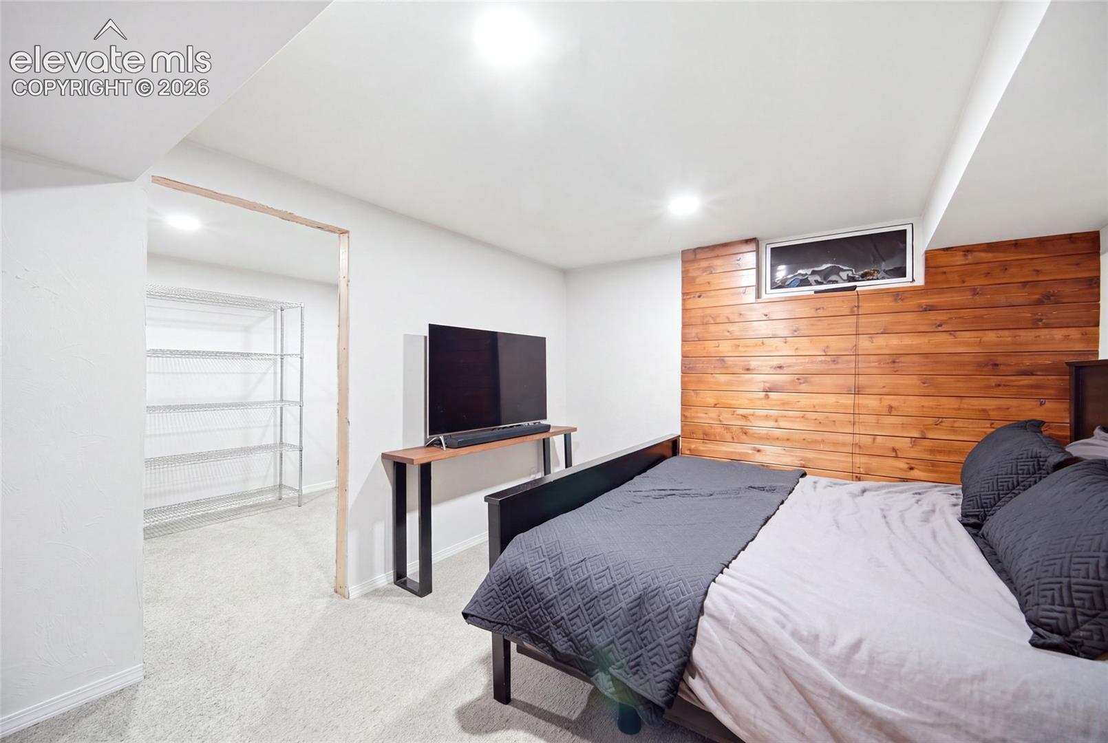 This third bedroom on the basement level has a walk-in closet. 