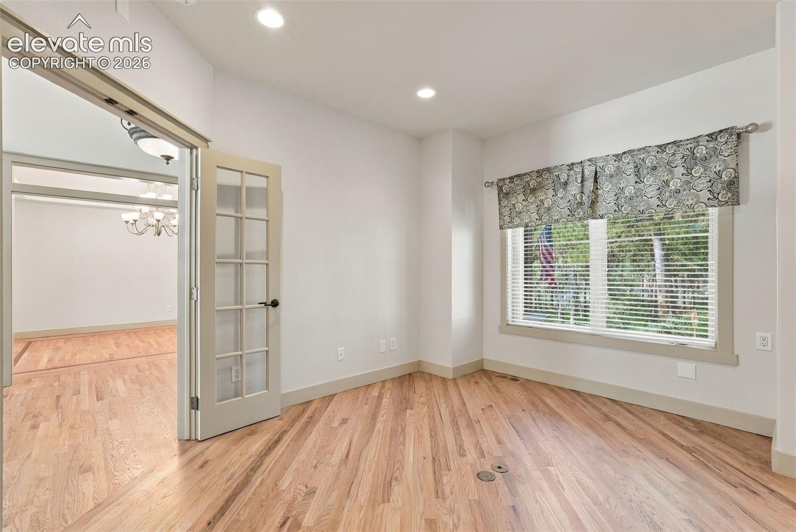Main level office with french doors