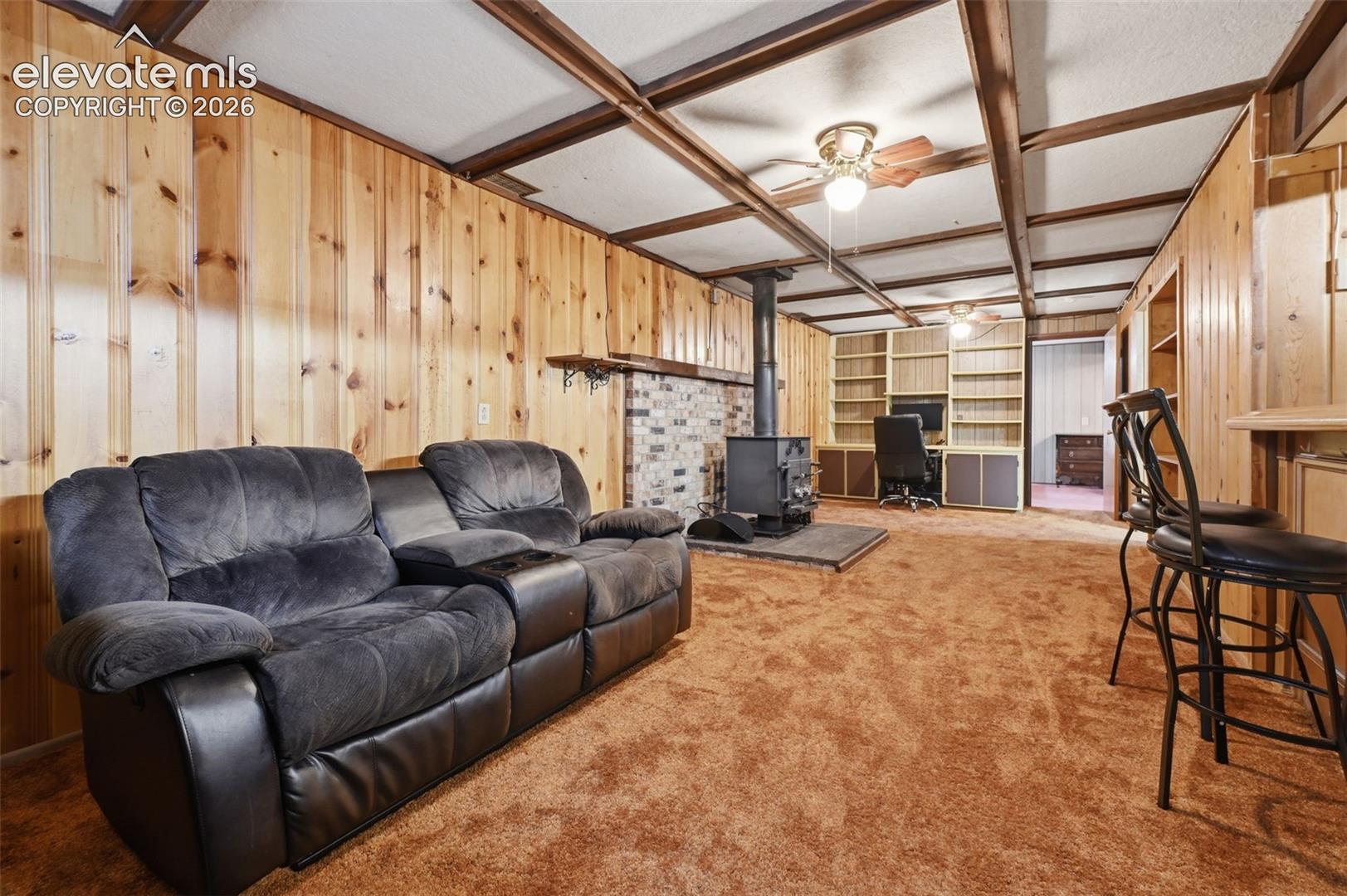 Basement Family Room and Woodburning Stove