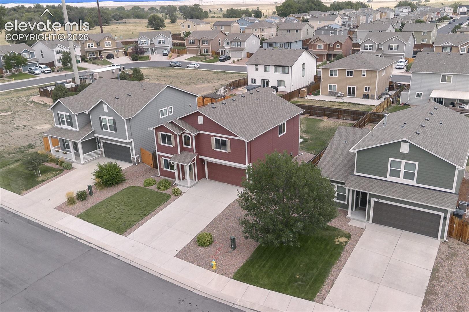 Aerial front view of home.