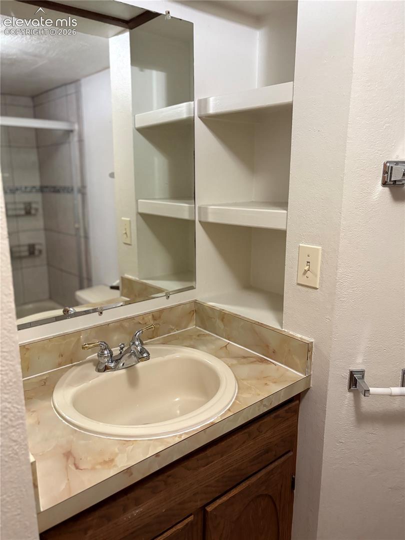 Nice storage area by sink