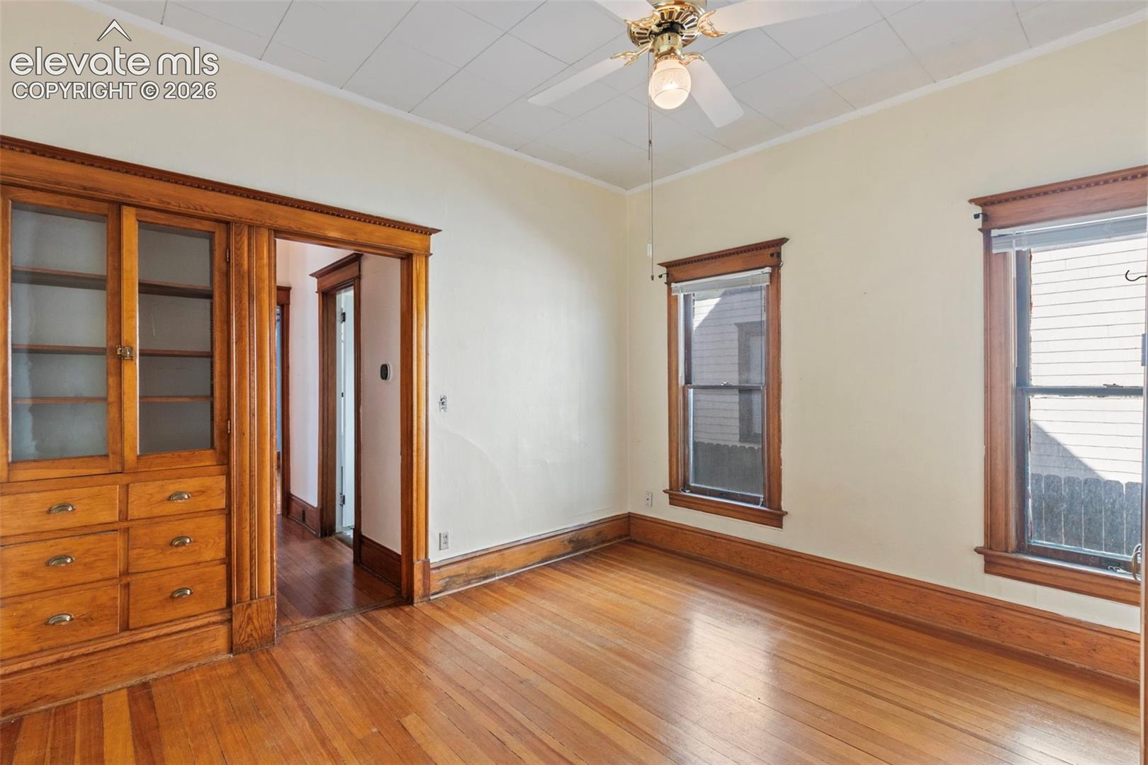 Bedroom #1 with original built in wardrobe