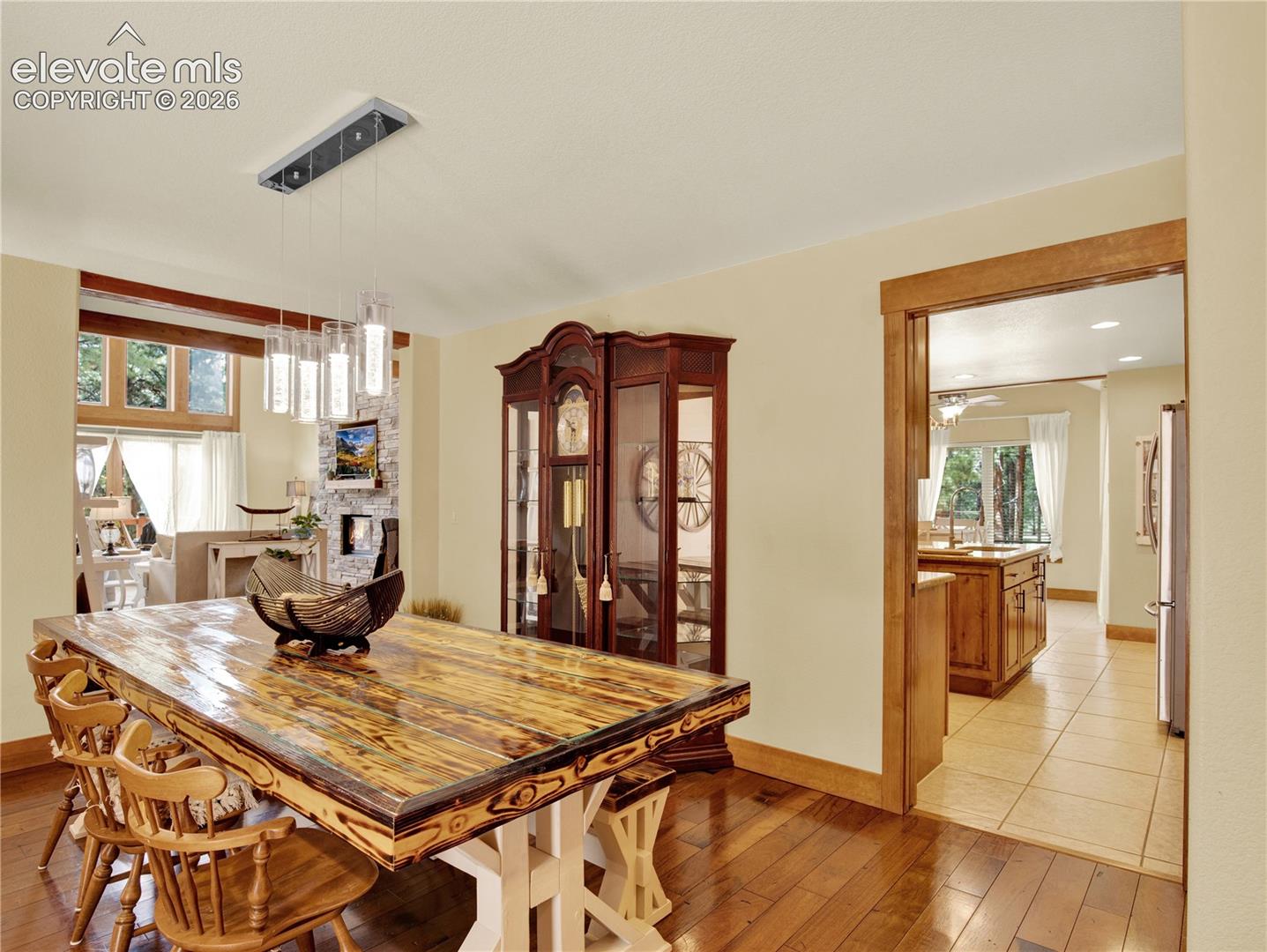 Formal dining separated by a pocket door from the kitchen