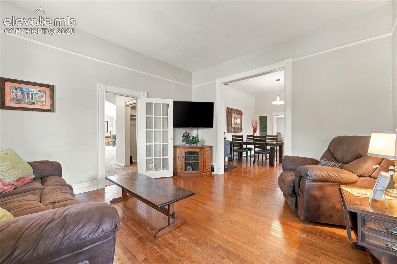Living room at front door entry 