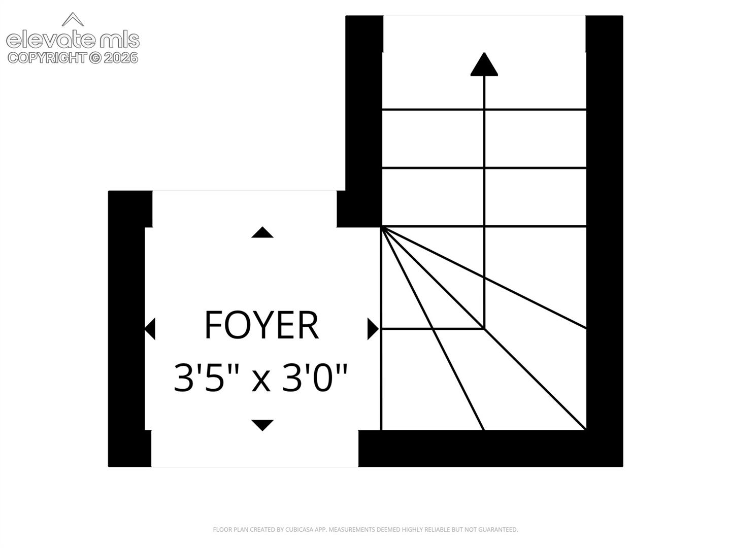 Floor Plan. Illustrating the spatial configuration and dimensions of the foyer and stairwell within the property