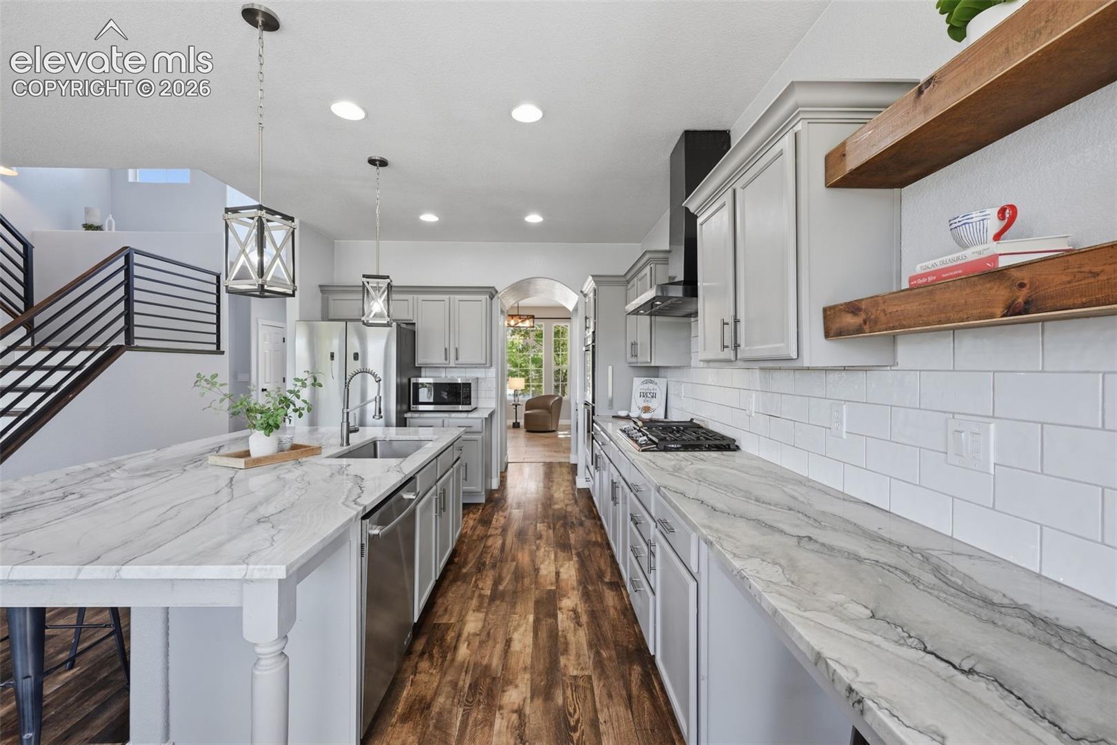 Charming open shelves and upgraded appliances!