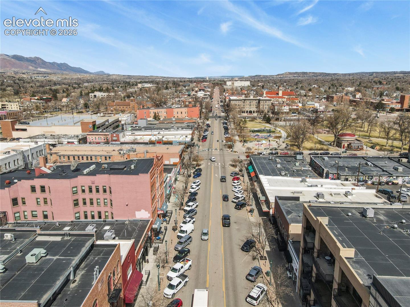 Aerial view of Downtown Colorado Springs