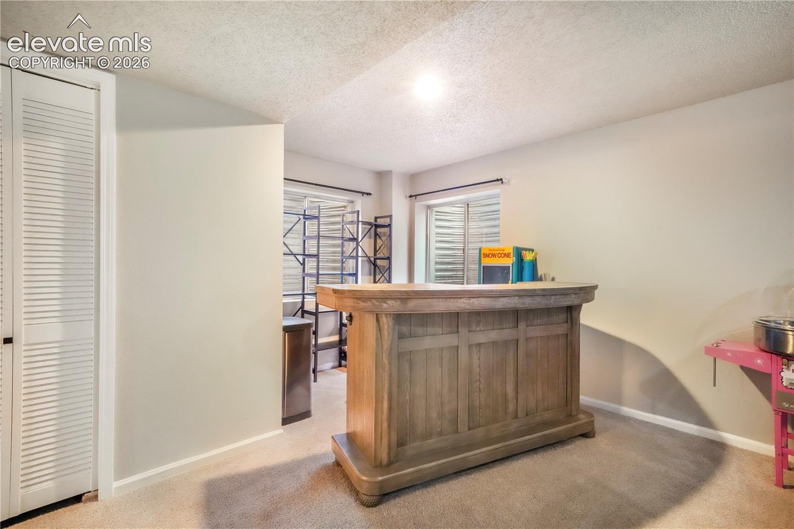 Basement family room with bar area