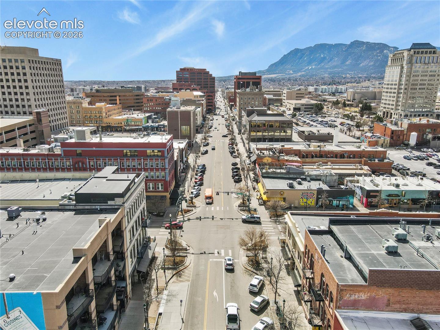 Aerial view of Downtown Colorado Springs
