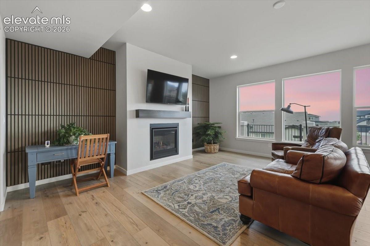Main floor living area with gas fireplace