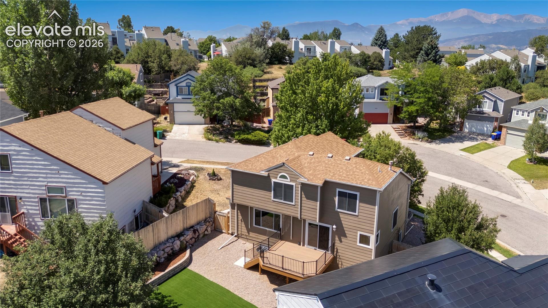Aerial view of backyard