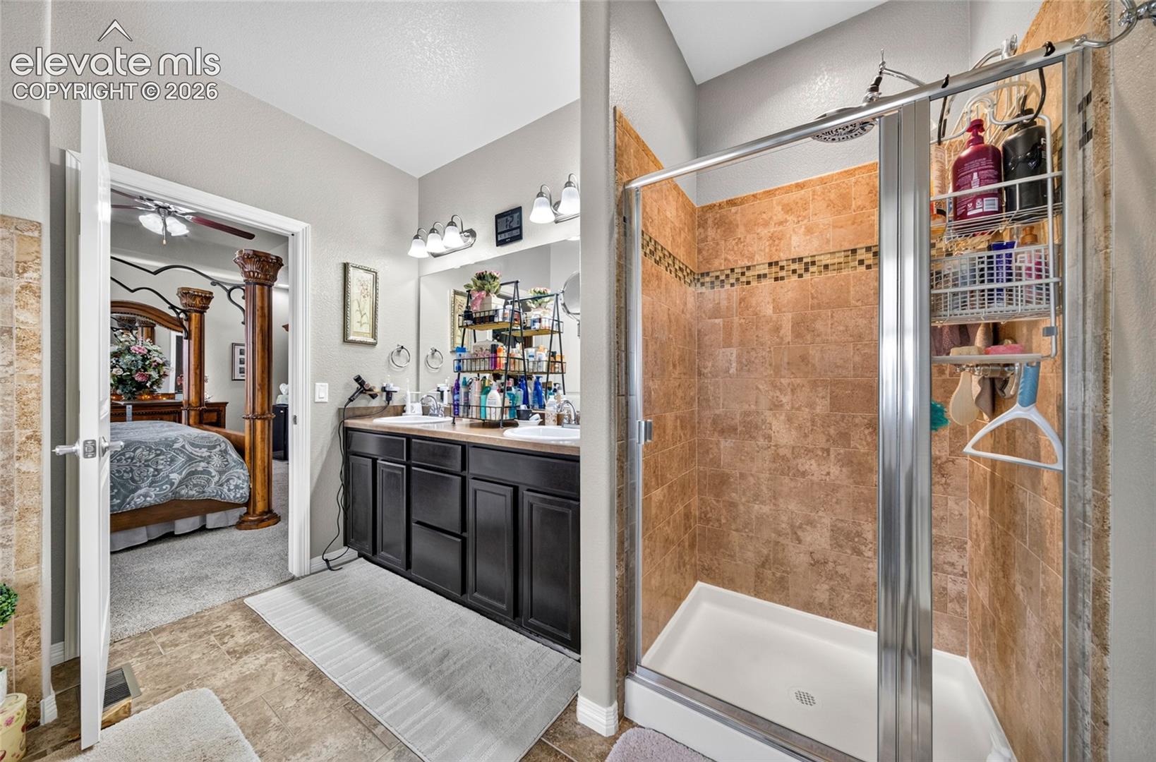 Large Shower, Double sink vanity