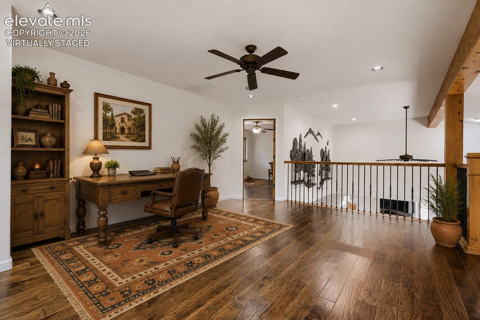 Virtually staged primary retreat area or loft