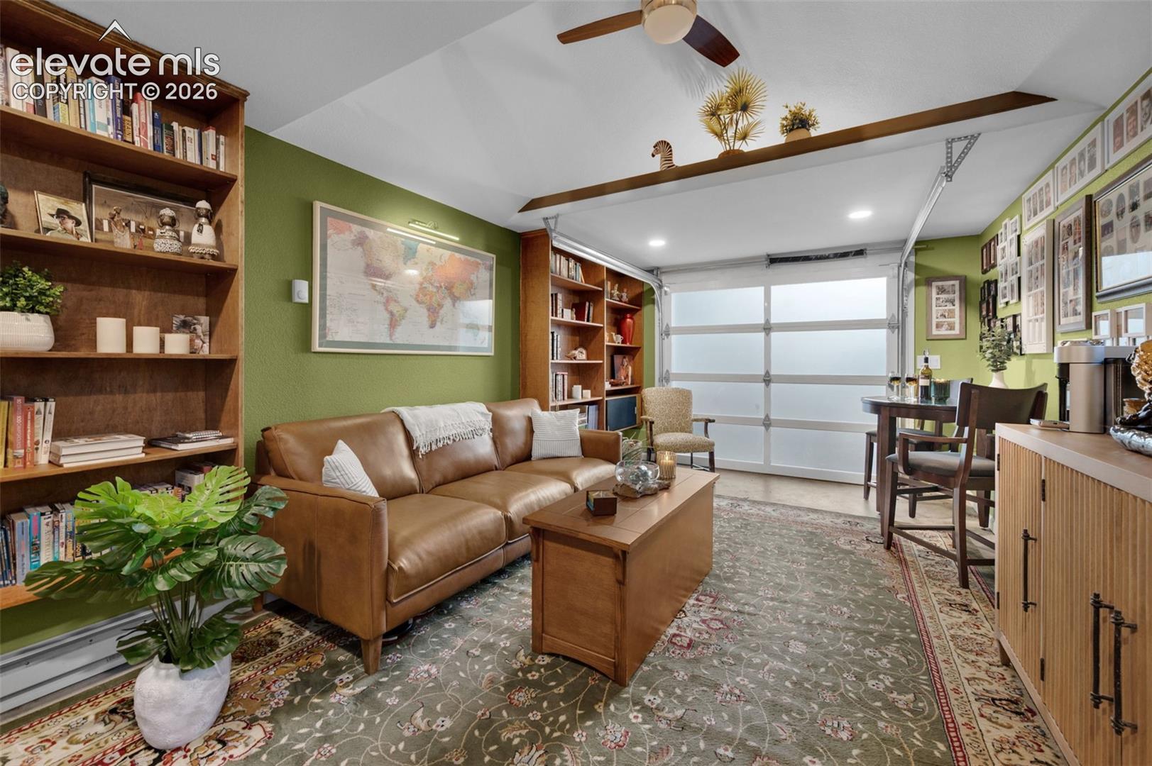 Fabulous room for anyone. Custom bookshelves