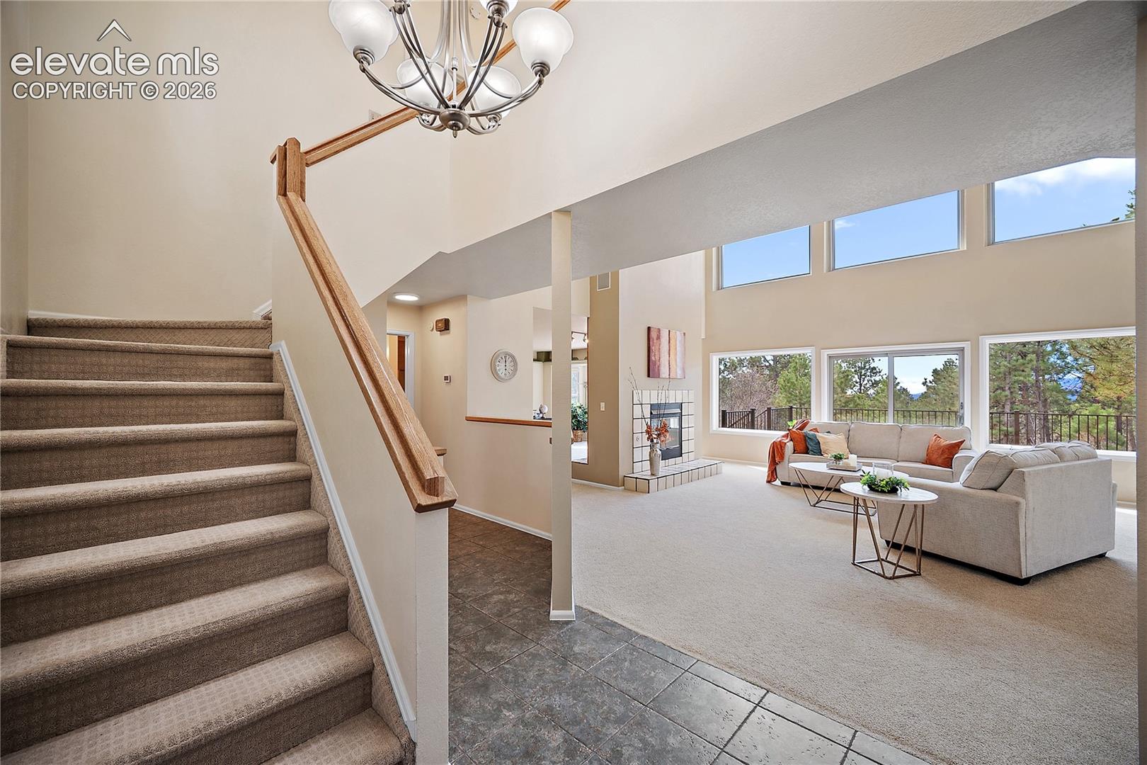Formal entry with tile flooring. 
