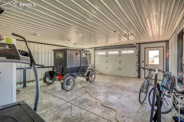 Garage with metal wall