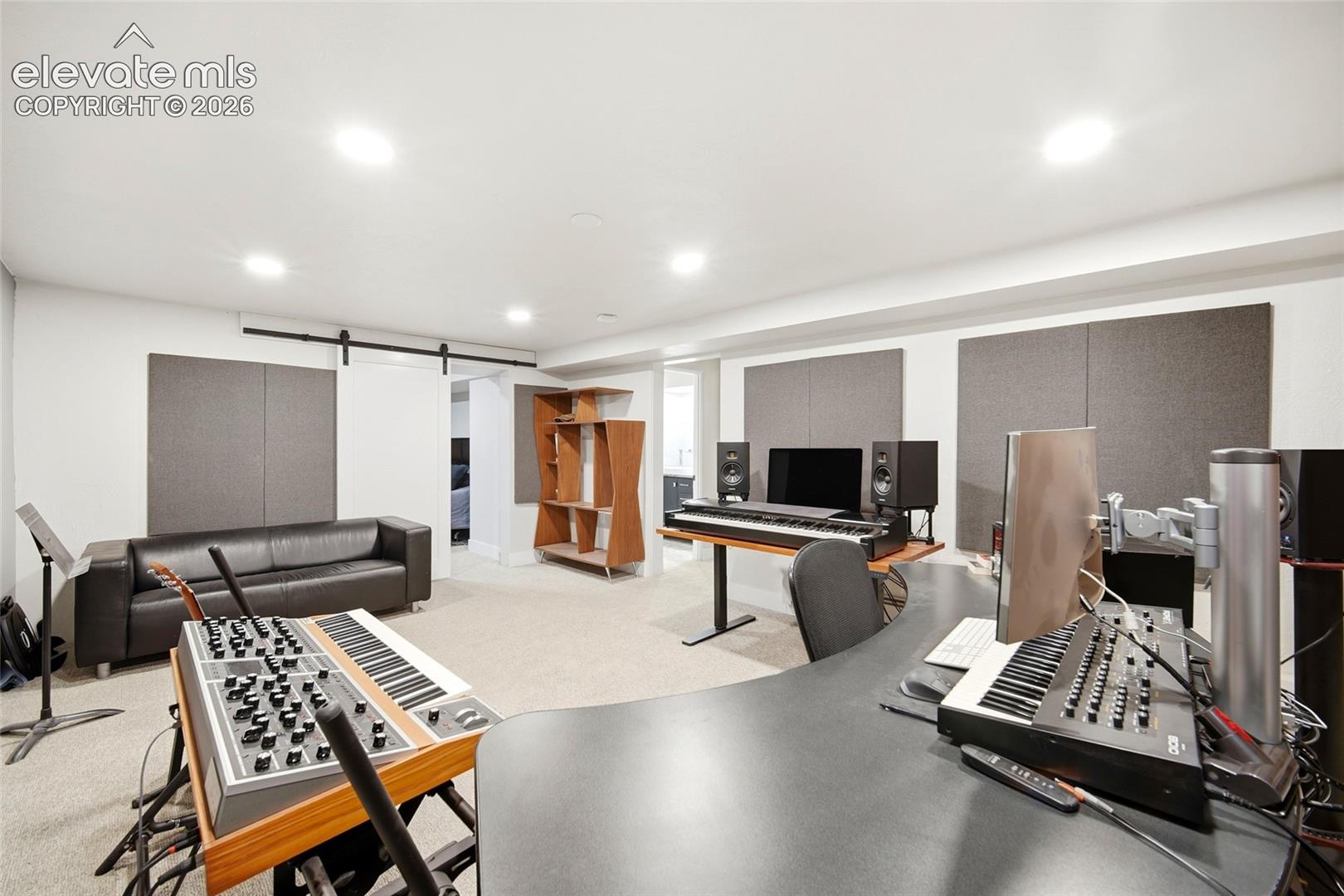This family room can easily pivot to a home theater, play room or whatever you like. 