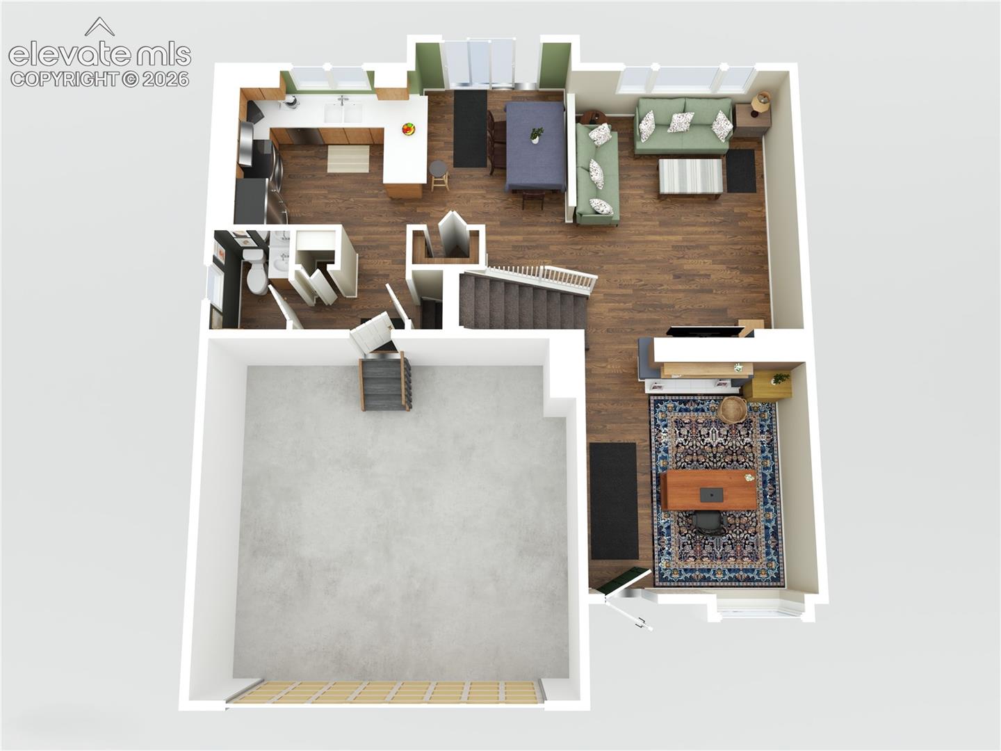 Main level 3-D floorplan