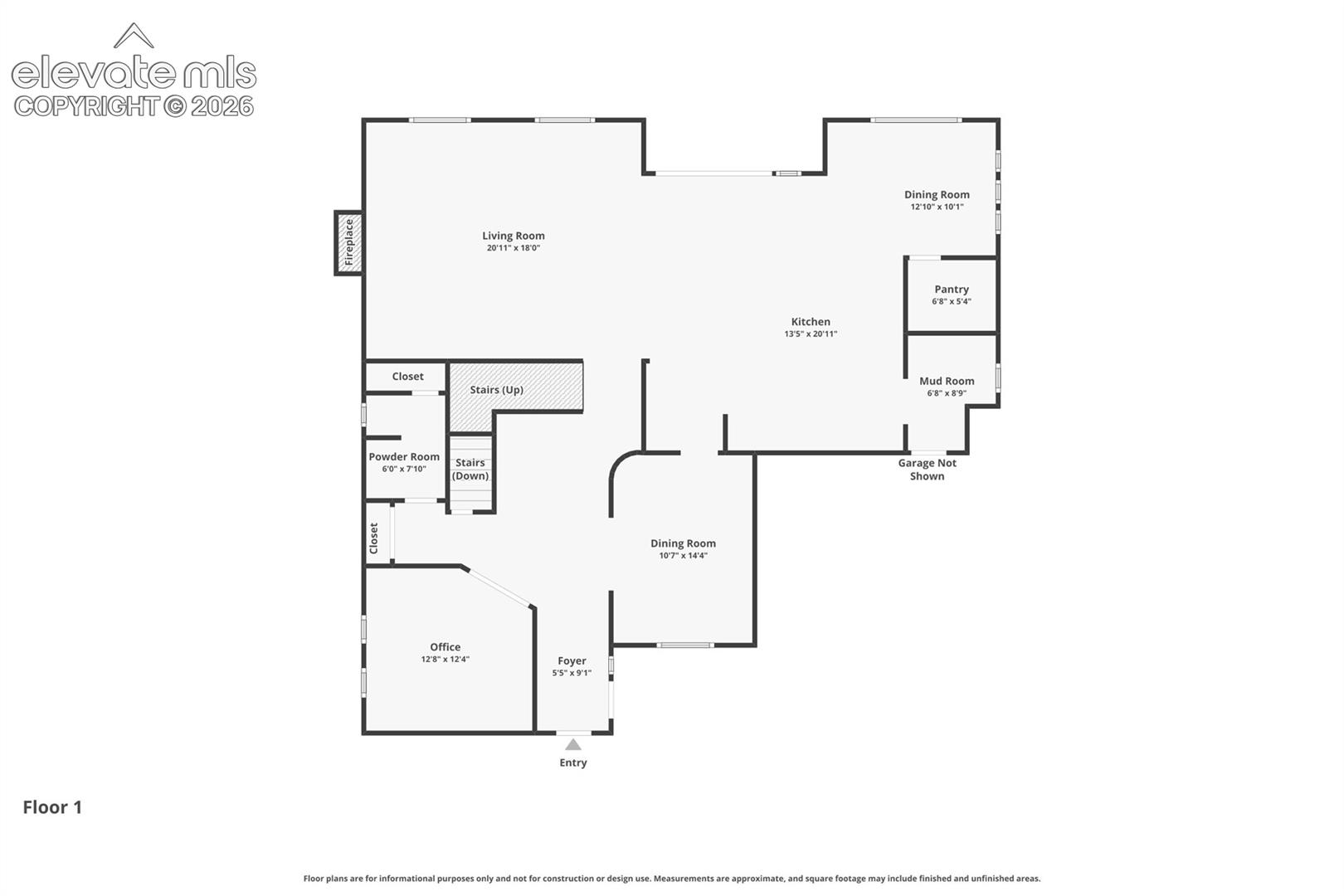 Main-Level Floor Plan — Open Kitchen & Great Room Plus Formal Dining, Study and Everyday Dining