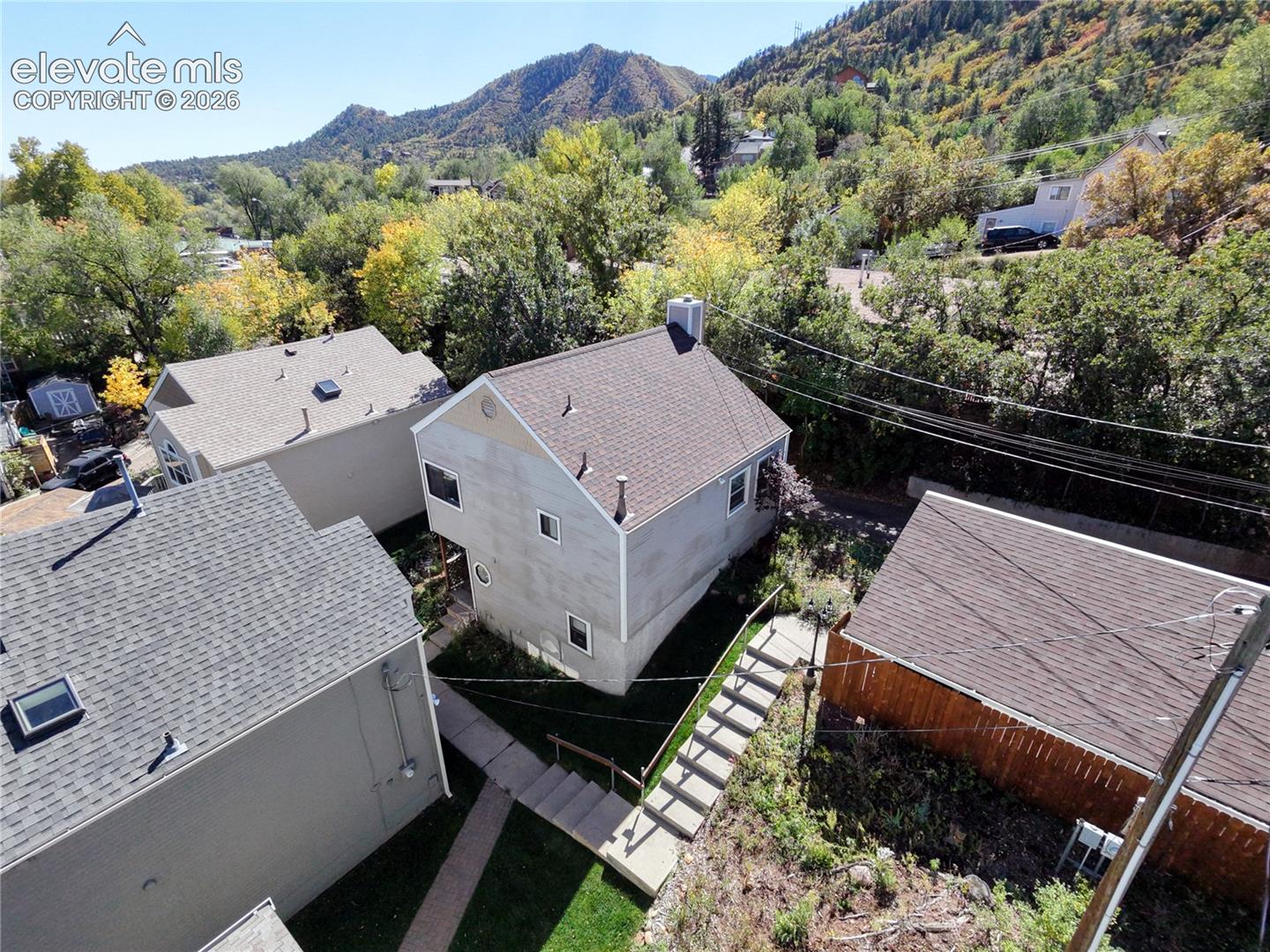 Gabled roofline residence with a chimney