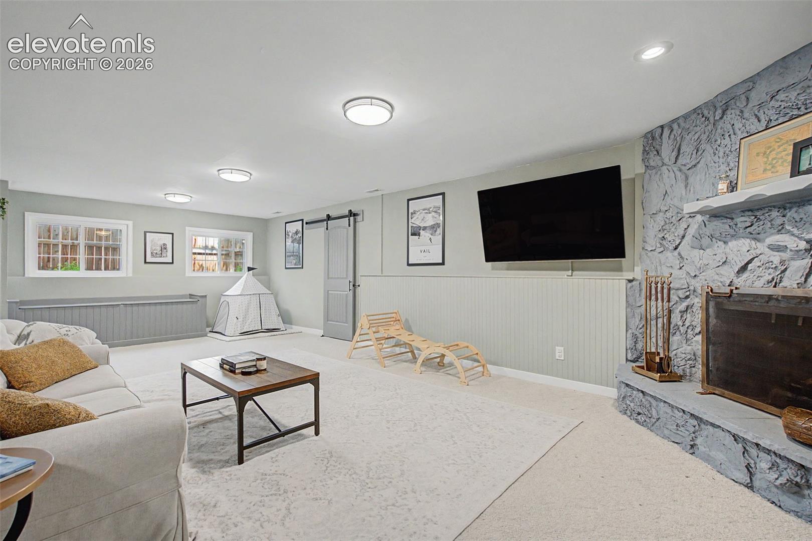 HUGE Basement Rec. Room - Wood Burning Fireplace