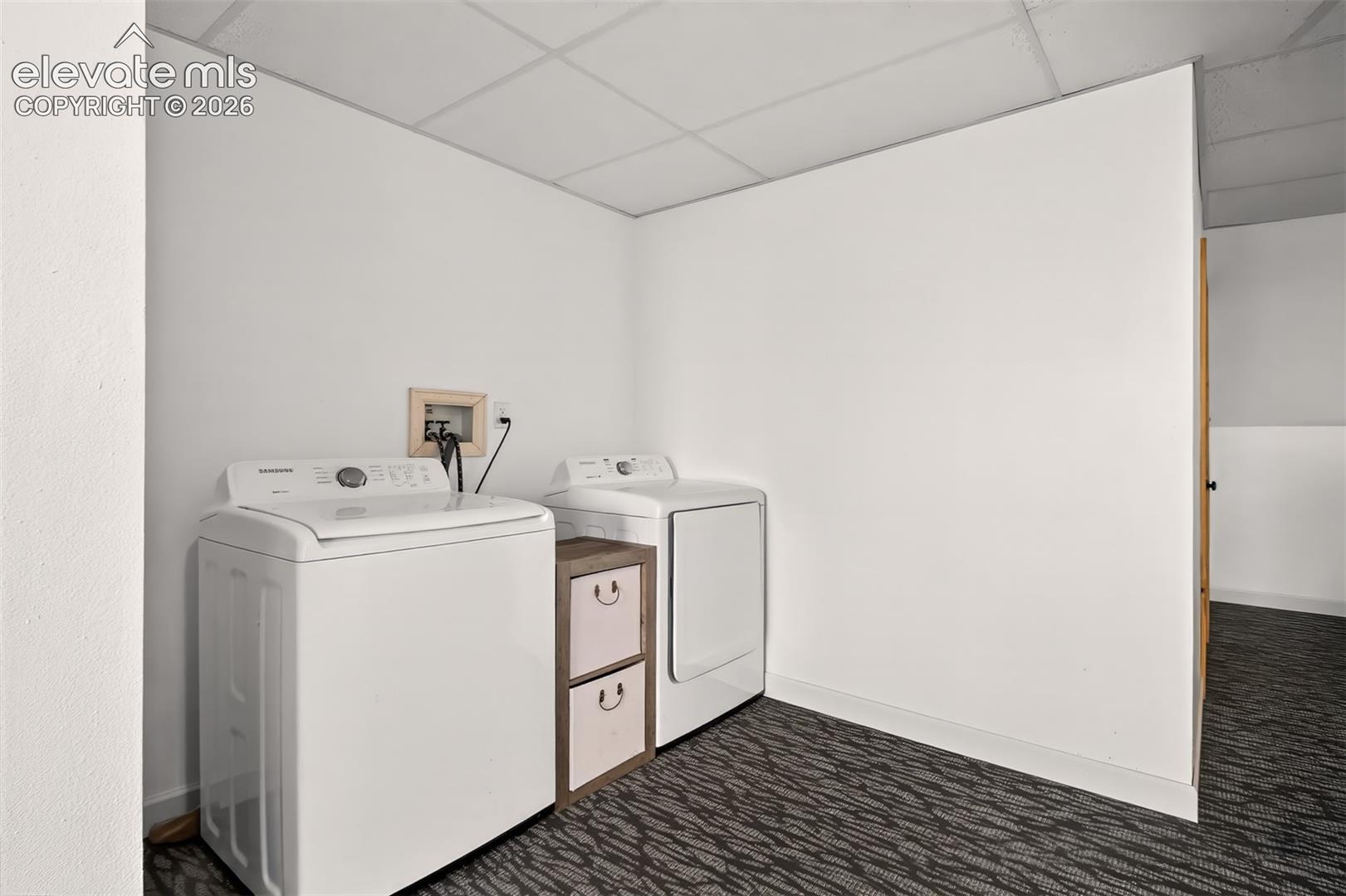 Laundry area in basement.