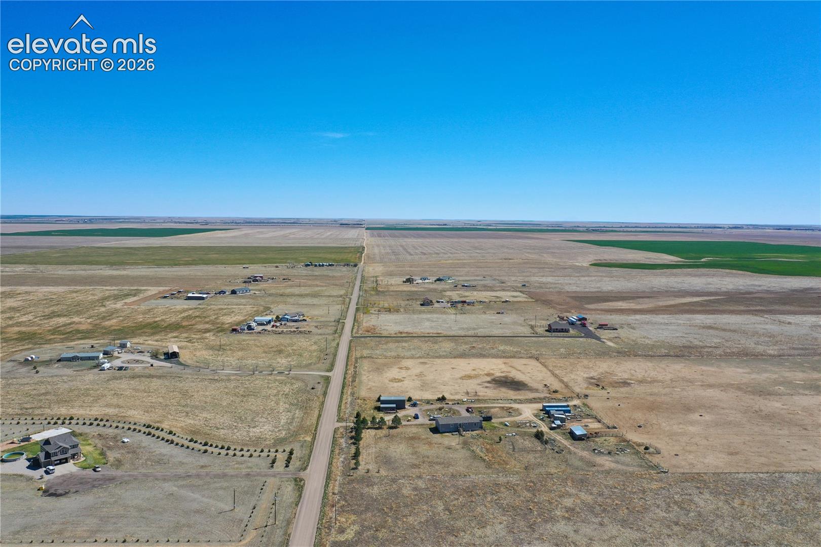 Aerial view of sparsely populated area