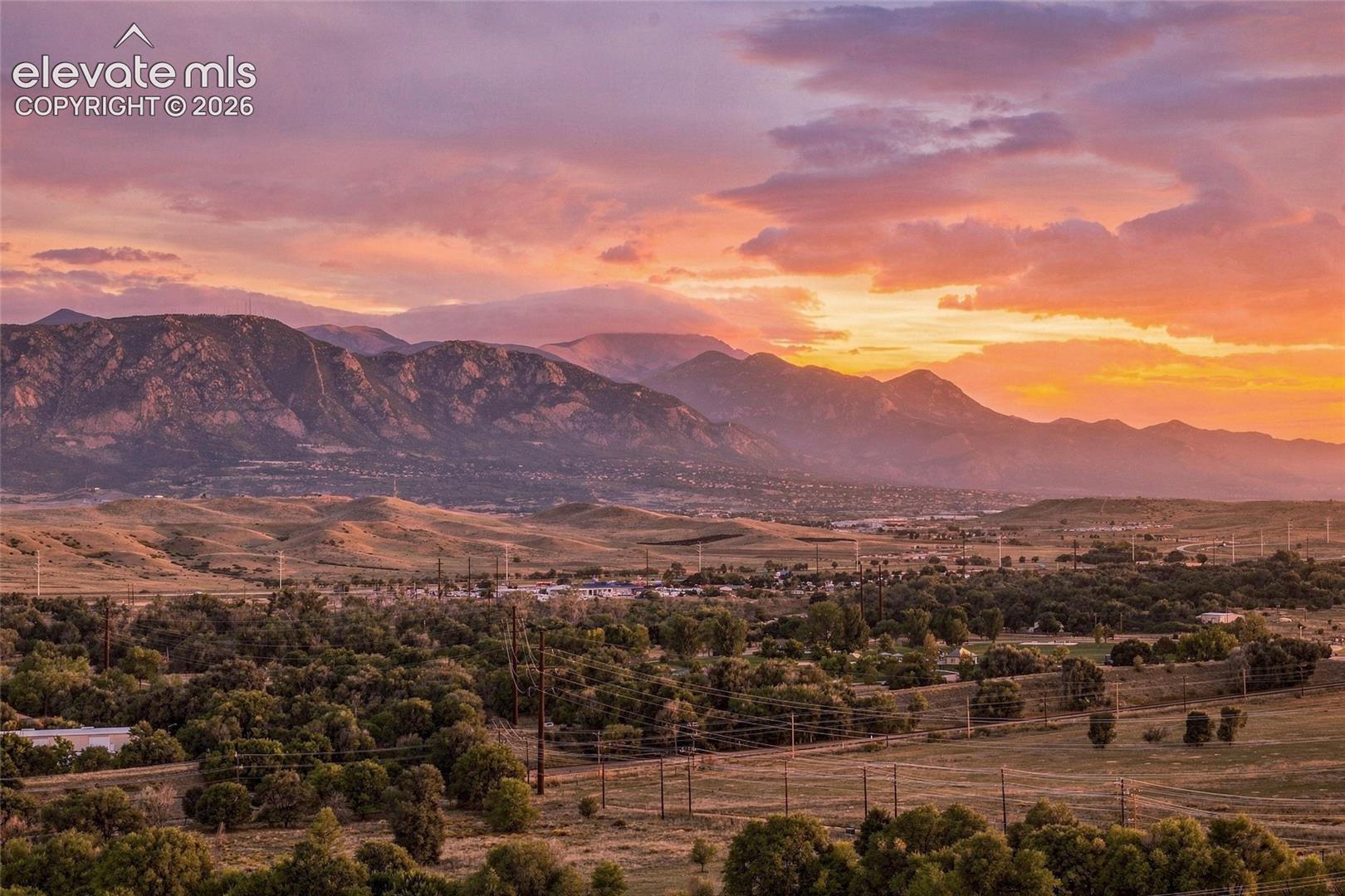 Mountainous landscape with expansive sky