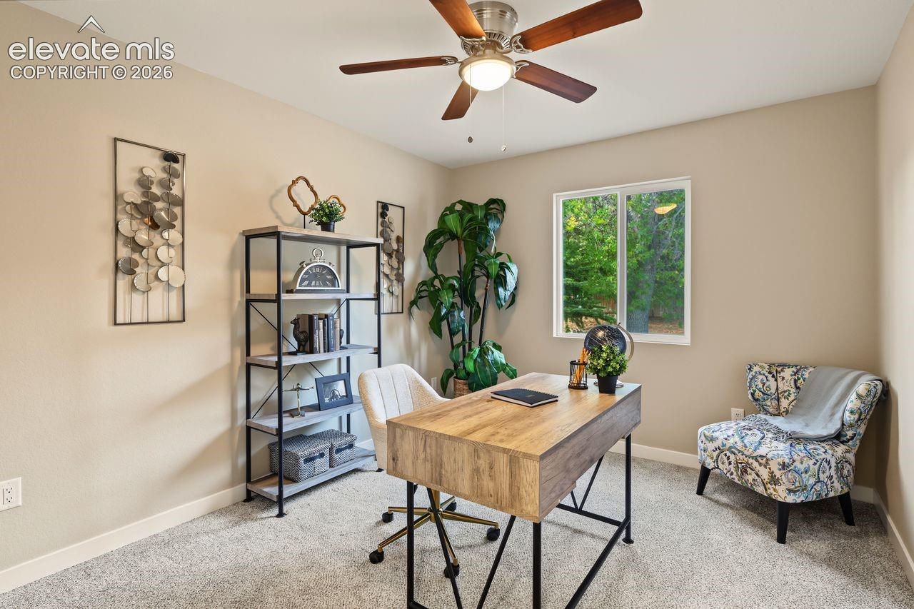 Second bedroom on the main level being used as an office.