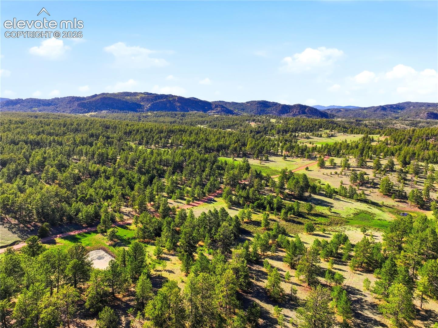 Expansive acreage featuring dense evergreen forests and open grassy meadows