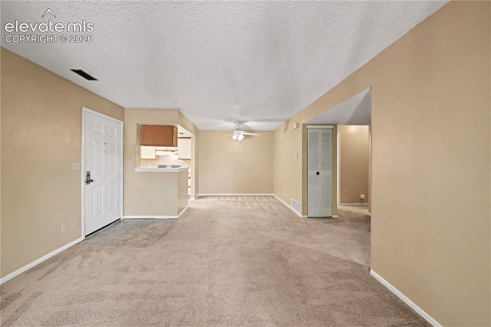 Dining area with carpeted floors