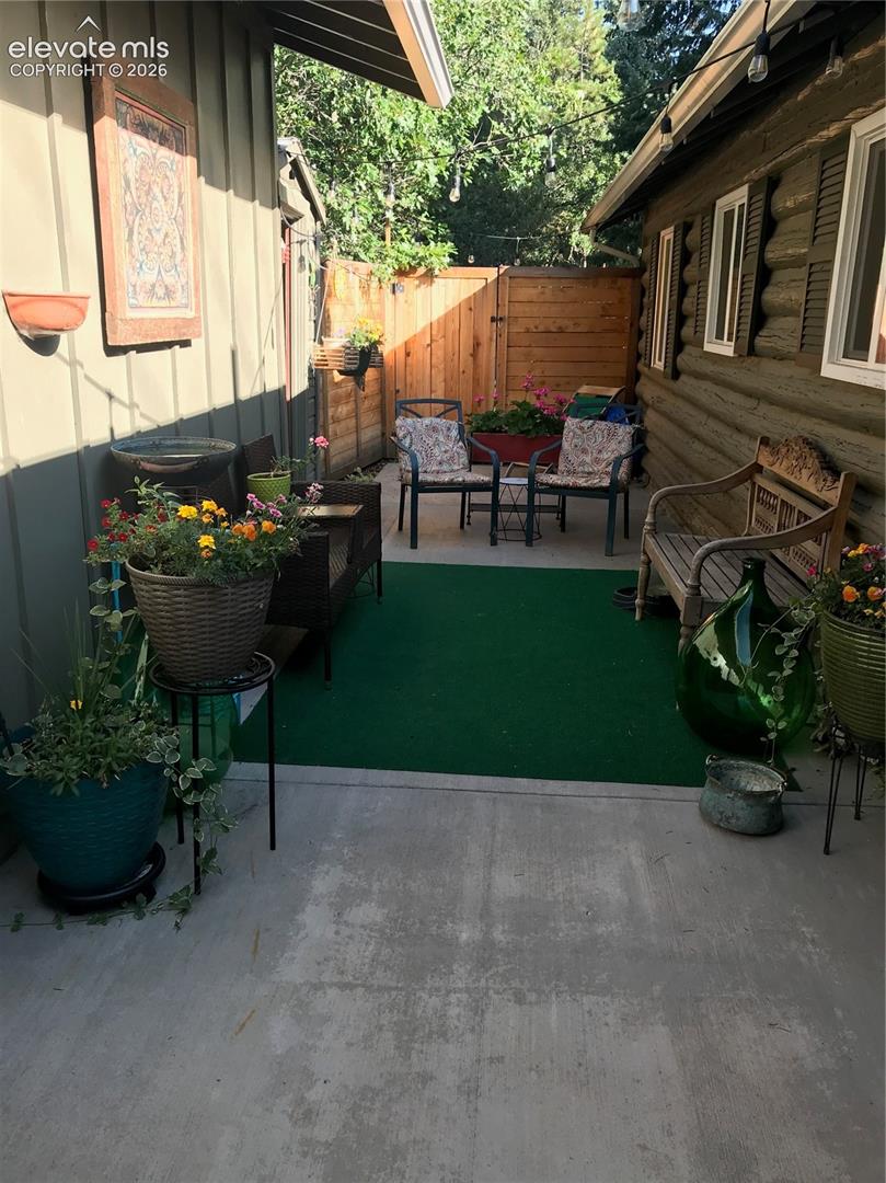 private back patio area, great for a cozy BBQ and drinks with friends!