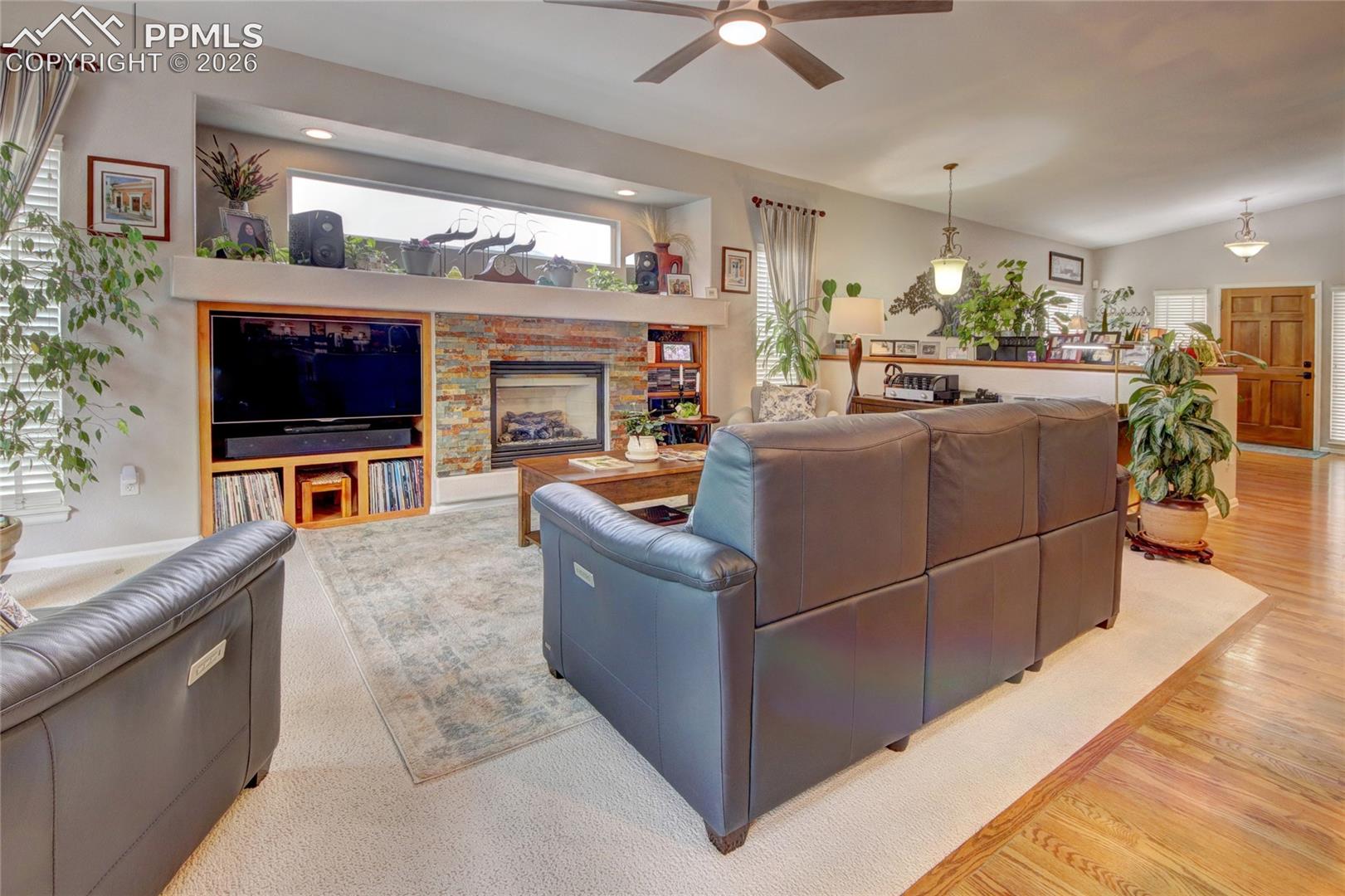 Living room entertainment center and gas fireplace