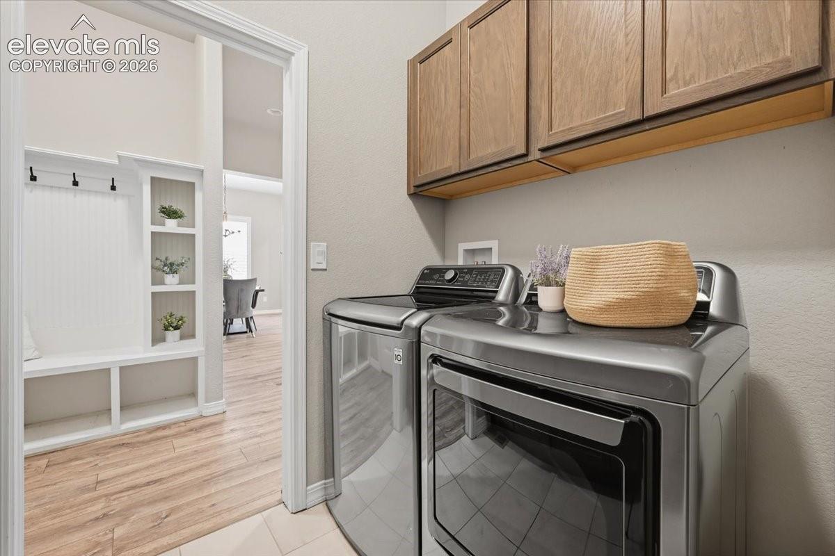 Cabinets and counters in the laundry room and mud bench!