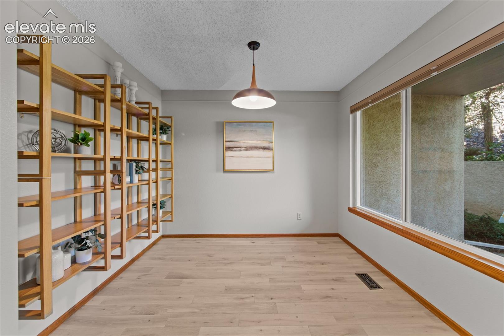 Notice the custom built in shelving
