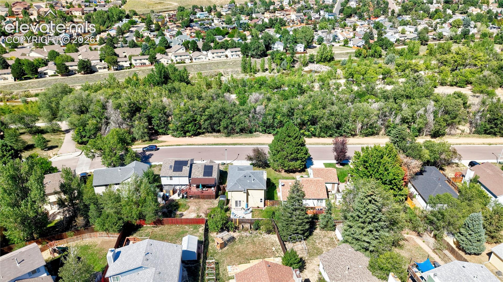 Aerial View of the back of the home and surrounding area
